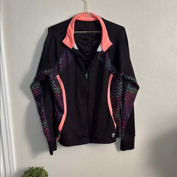 Fila Jackets & Blazers - Sporty Black and Pink Zip-up Sweatshirt